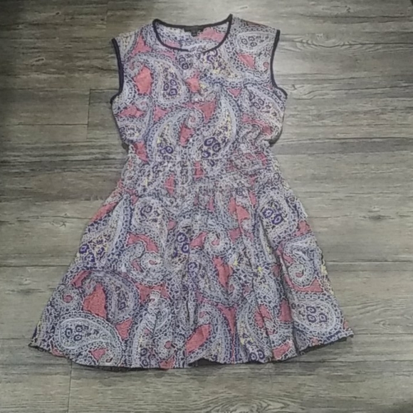 Jcrew dress size 6 smocked waist 100%silk paisley - Picture 1 of 7